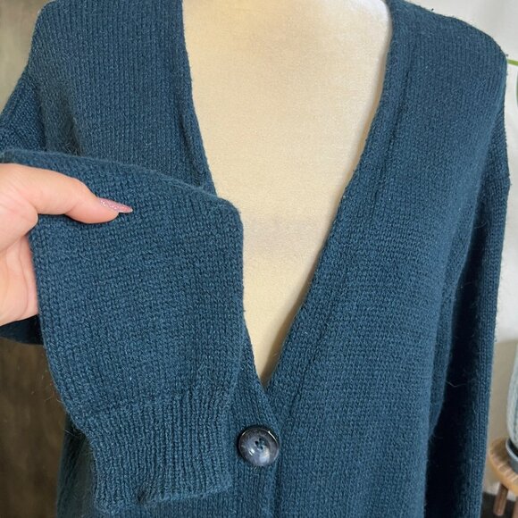 Las Pepas Green Cardigan Sweater Size M/L Button Front Knit - Picture 5 of 6